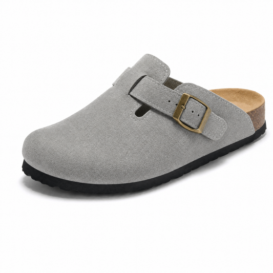 Apuro Suede Boston Clogs - Light Grey
