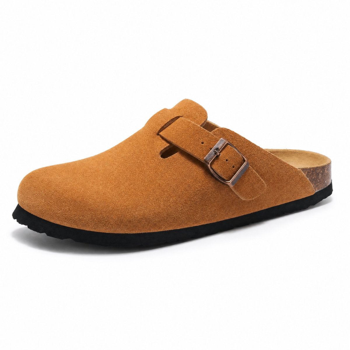 Apuro Suede Boston Clogs - Caramel